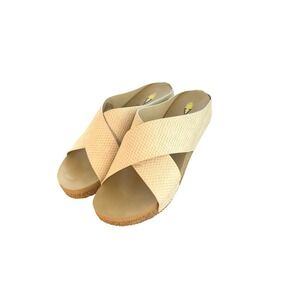 Volatile Ablette Off White Snake Print Criss Cross Wedge Sandals Womens 10